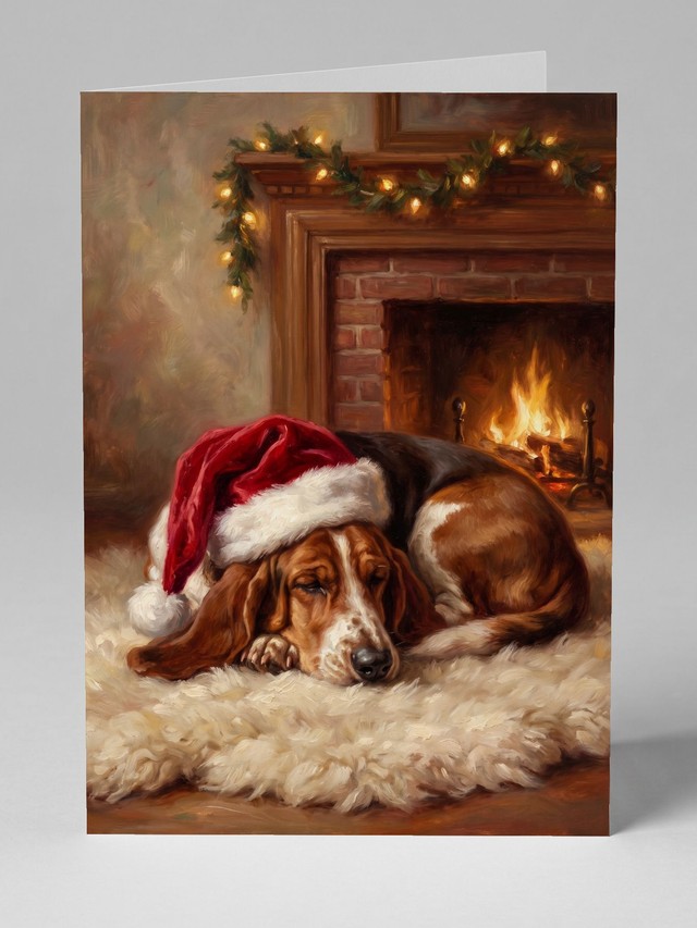 Santa's Sleepy Helper greeting card