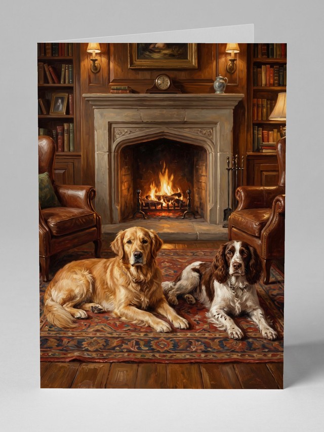 Two by the Fire greeting card
