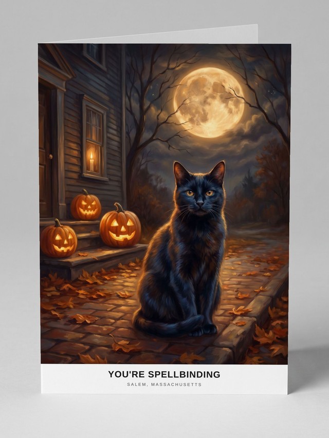 Salem at Halloween greeting card