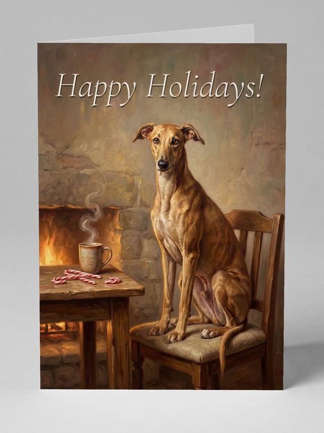 Cocoa by the Fire greeting card