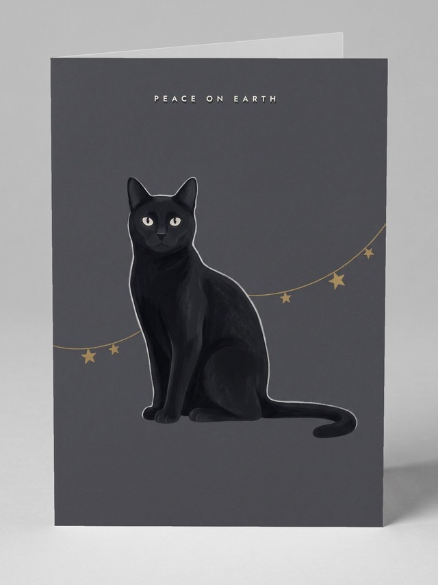 Star Garland Charcoal greeting card