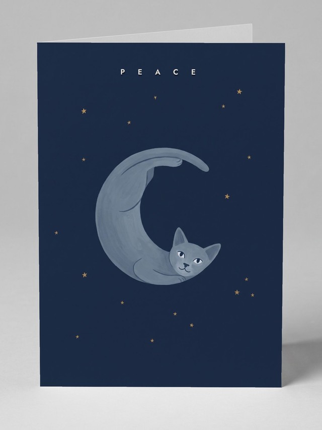 Crescent Moon Cat greeting card